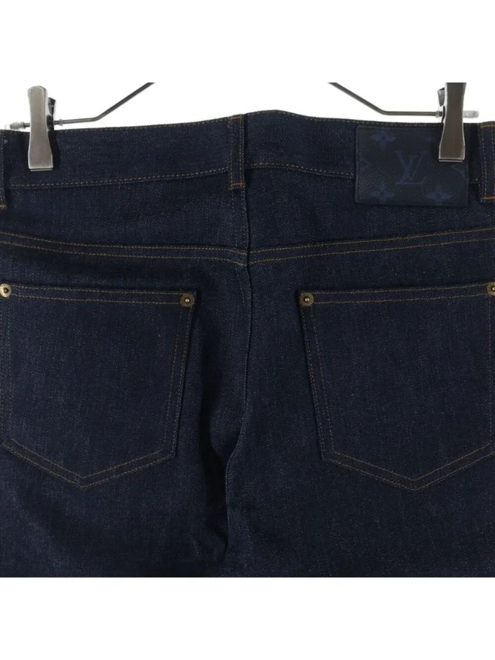 Louis Vuitton Slim Stretch Pants Monogram Patch Denim Indigo